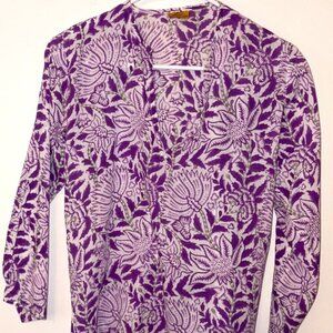 Women's Roberta Roller Rabbit Tunic Top - Small - Beading  - Purple/White